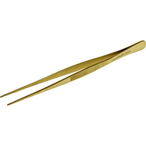 PINZA DE ACERO QUIRURGICO DORADO PUNTA FINA DE 150MM DE LARGO ARS NATURA